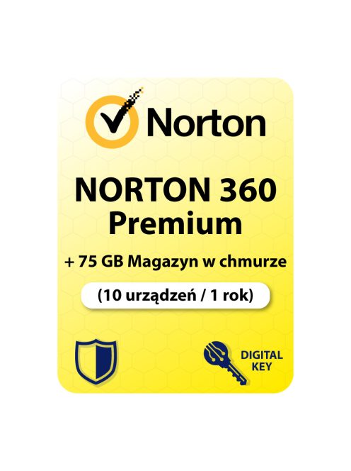 Norton 360 Premium + 75 GB Magazyn w chmurze (10 urządzeń / 1lata) (Subskrypcja)