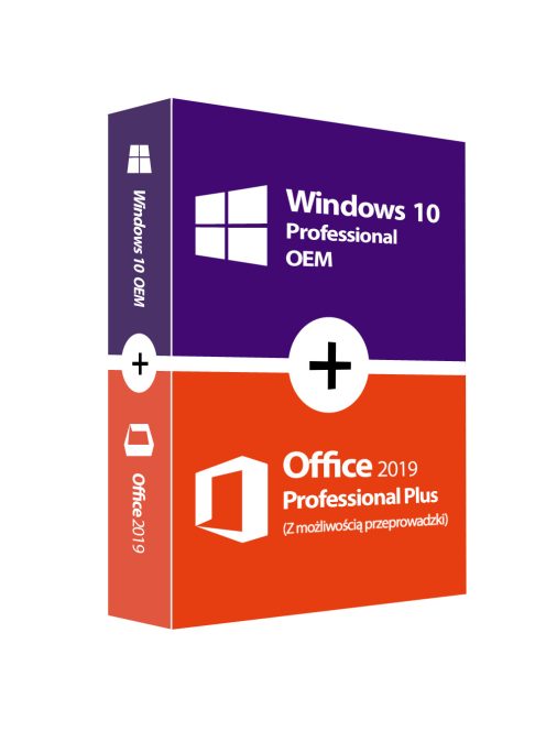 Windows 10 Pro (FPP Retail) + Office 2019 Professional Plus (Z możliwością przeprowadzki)